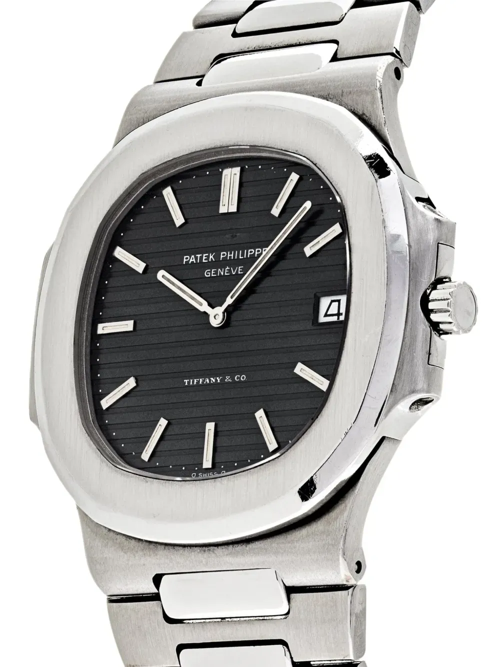 Patek Philippe Nautilus watch with a black dial and stainless steel case and bracelet (1).webp
