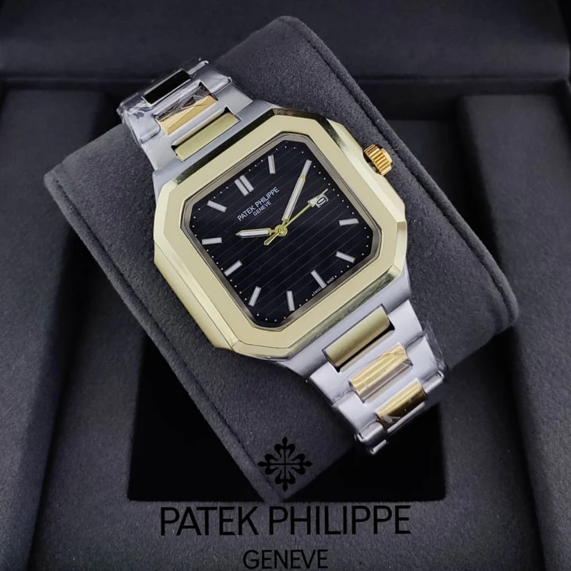 Patek Philippe Square Elegance for Him two-tone watch with a black dial_1.webp