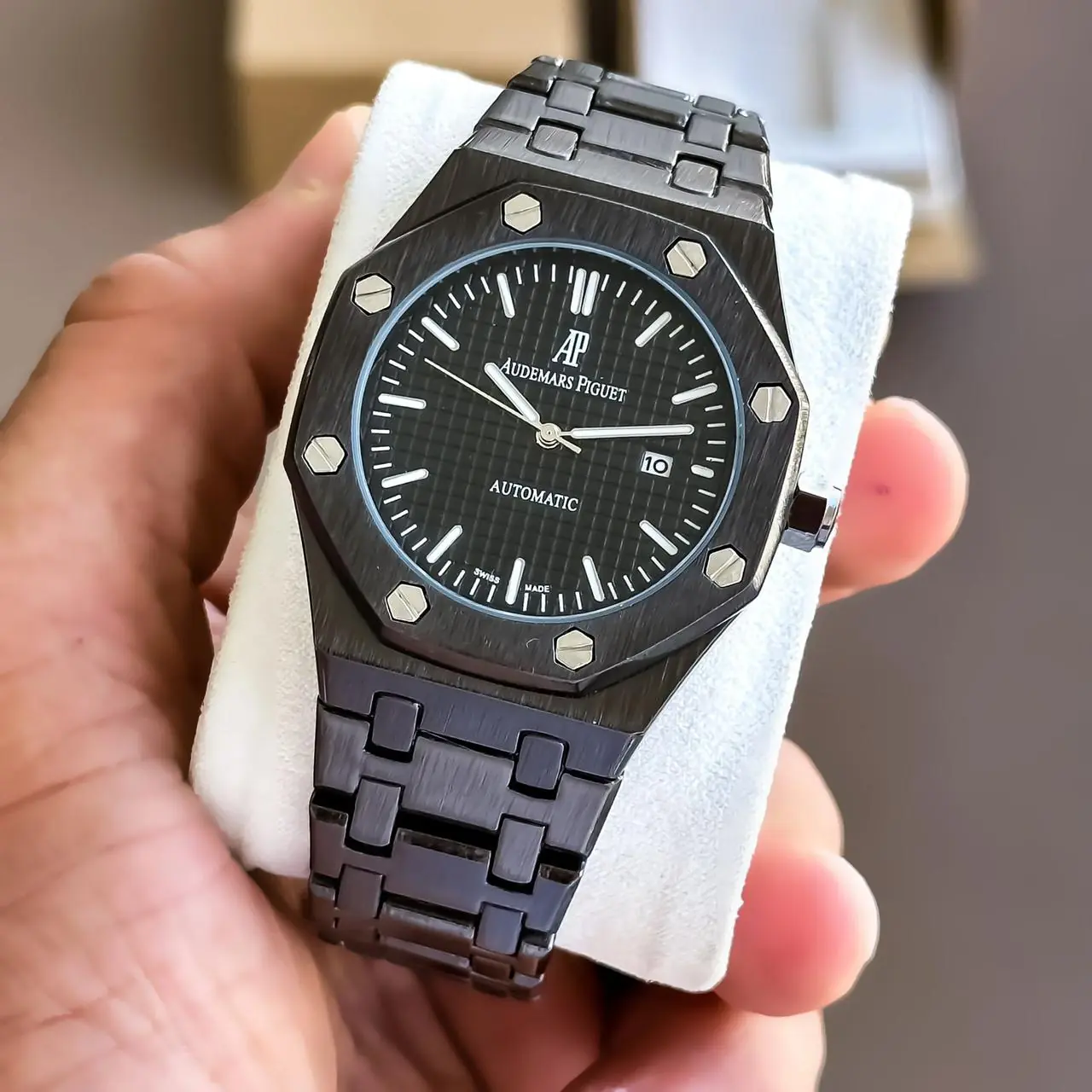 Audemars Piguet Royal Oak watch in a full black finish and black dial_1.webp