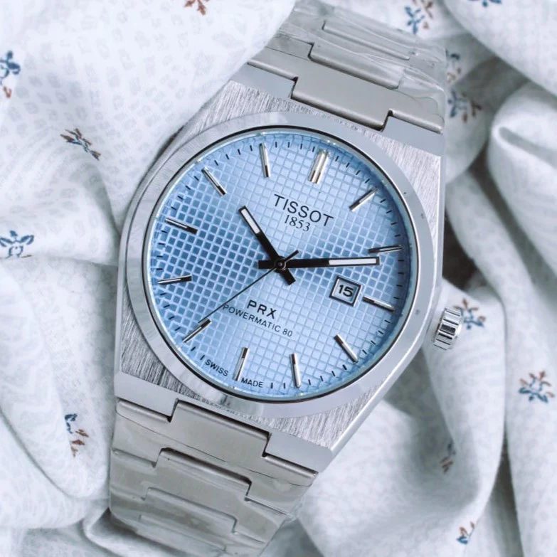 Tissot PRX Powermatic 80 watch with an ice-blue dial_1.webp