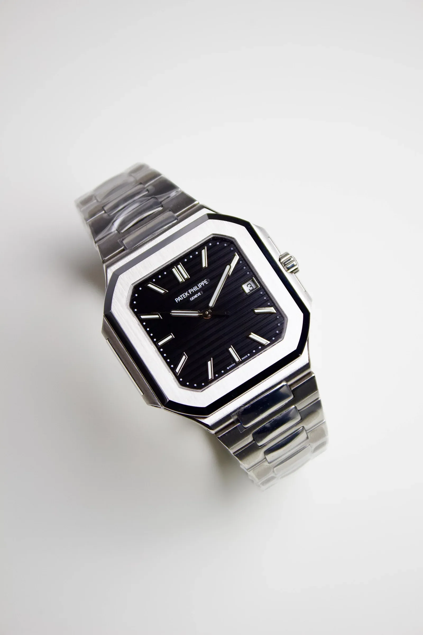 Patek Philippe Cubitus ref. 5821_1A stainless steel watch with a black dial