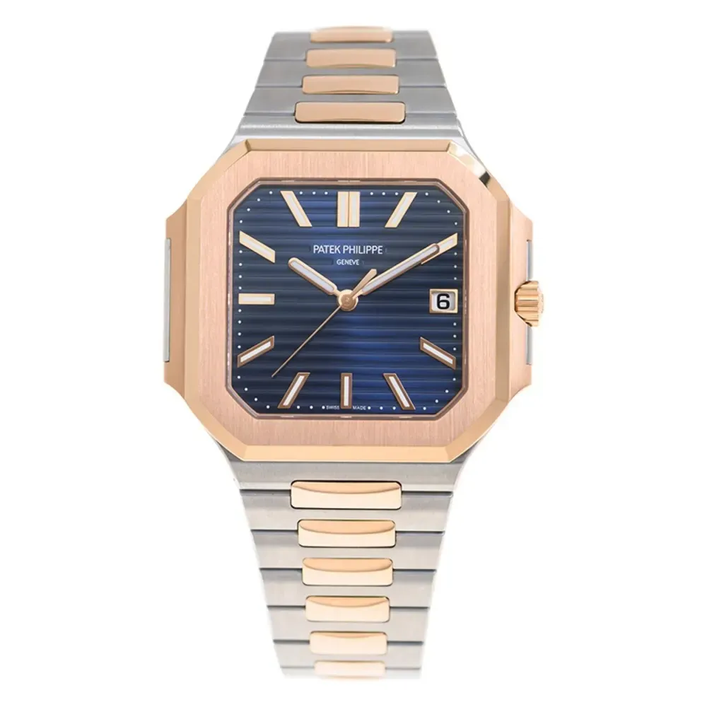 Patek Philippe Cubitus watch, reference 5821_1A-001, crafted from stainless steel with a green sunburst dial