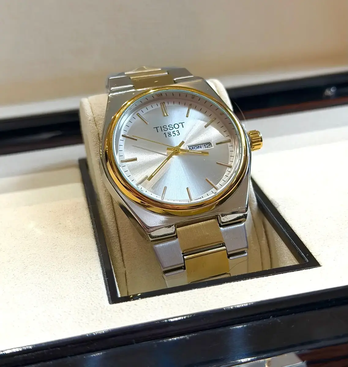 Tissot PRX 42mm Watch with a Silver Dial, Two-Tone Stainless Steel and Gold PVD