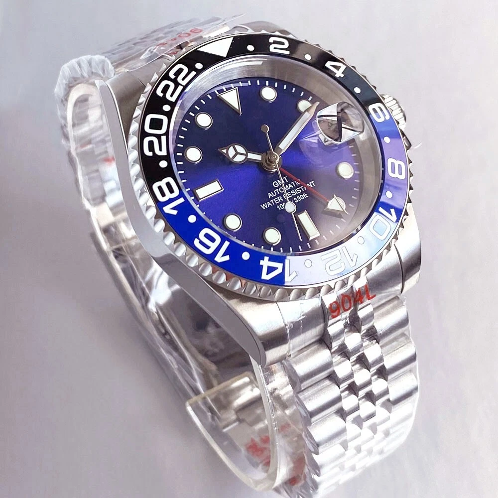 Rolex GMT-Master II watch featuring a blue dial and a blue and black ceramic bezel