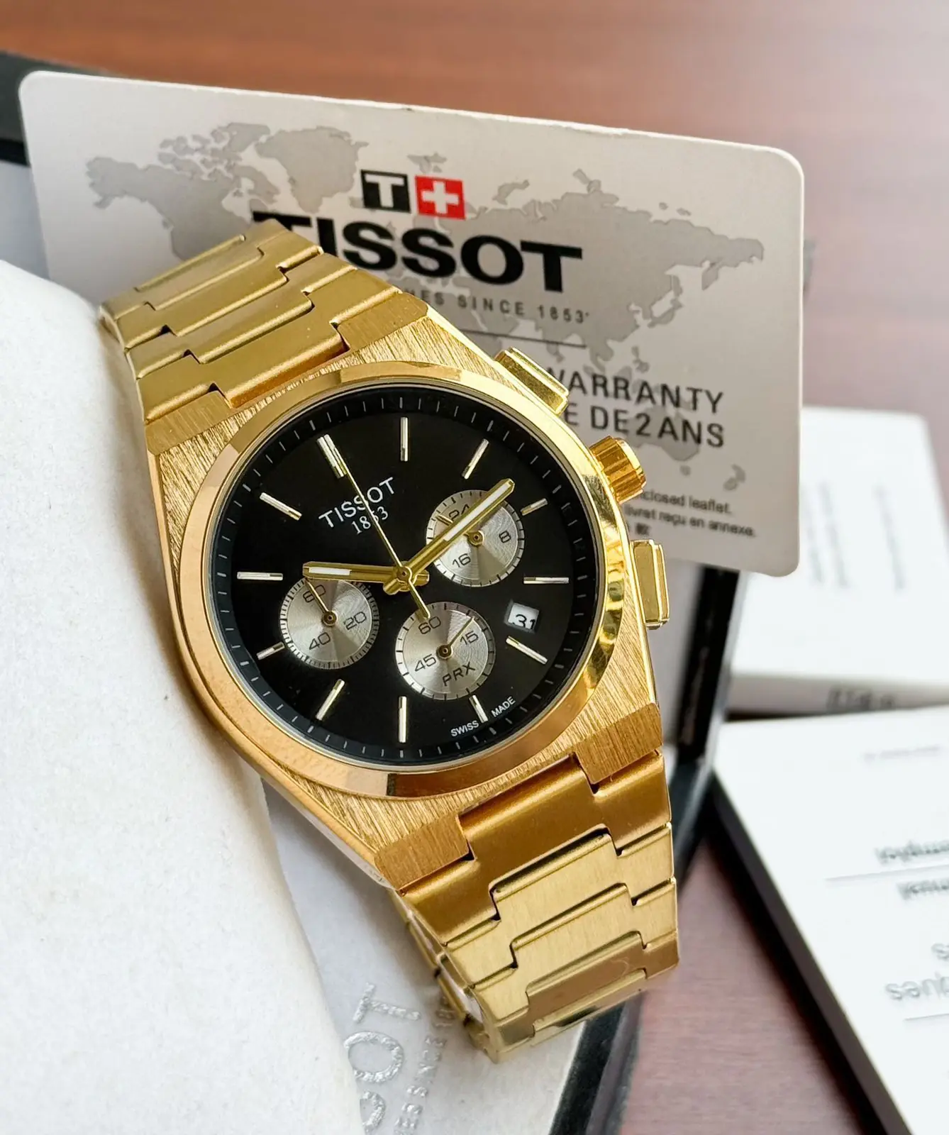 Tissot 1853 T-Classic PRX Rose Gold Black Dial Chronograph Watch