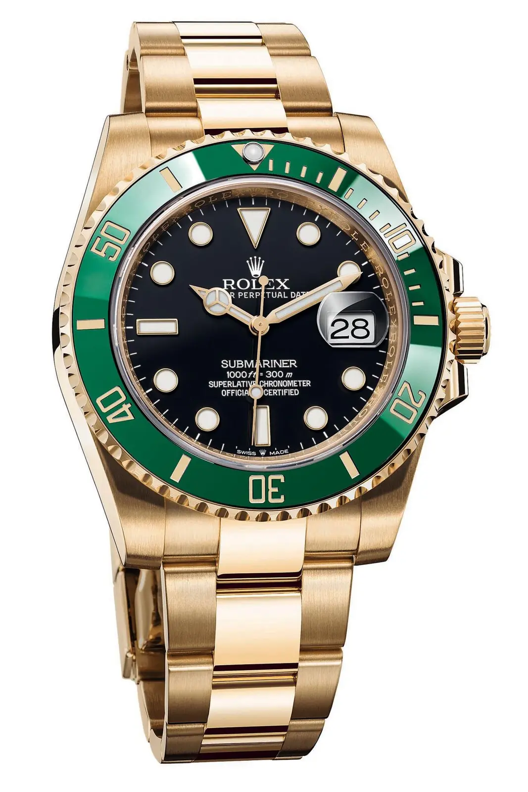 Rolex Submariner Date Hulk in 18 ct yellow gold with a green ceramic bezel and dial